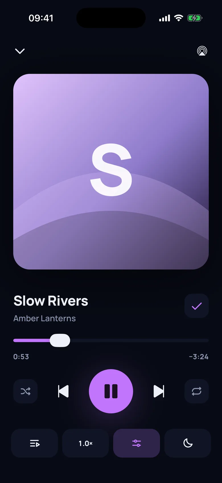 Midnight theme screen in Statisfy.